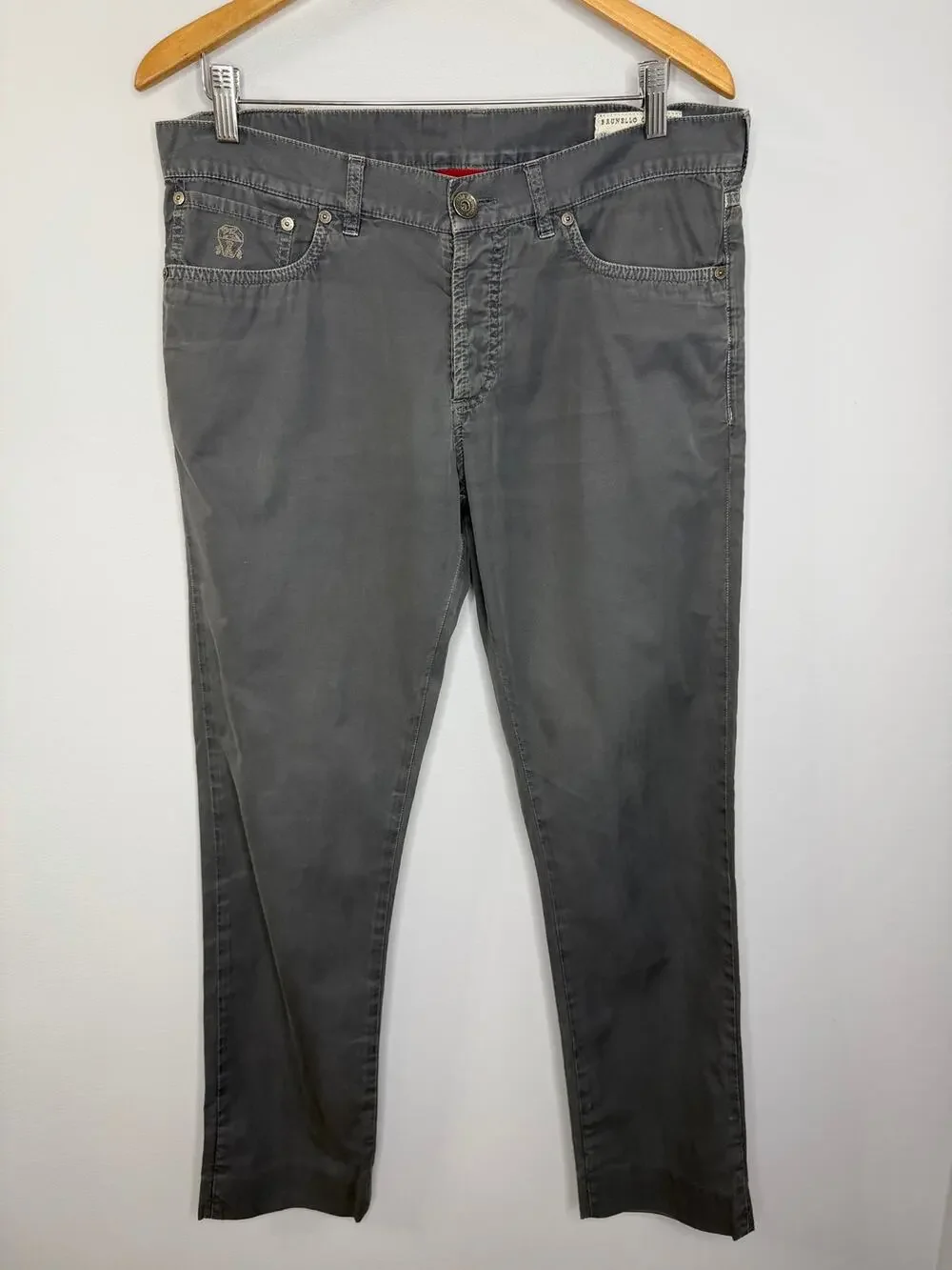 Brunello Cucinelli Men's Dyed Taupe Slim-Straight Leg Five-Pocket Pants Sz 50- M